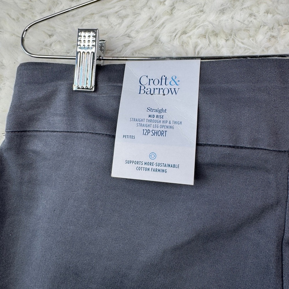 Croft & Barrow Straight Leg Pants 12P Short Gray New Officecore Business Casual - Picture 4 of 8